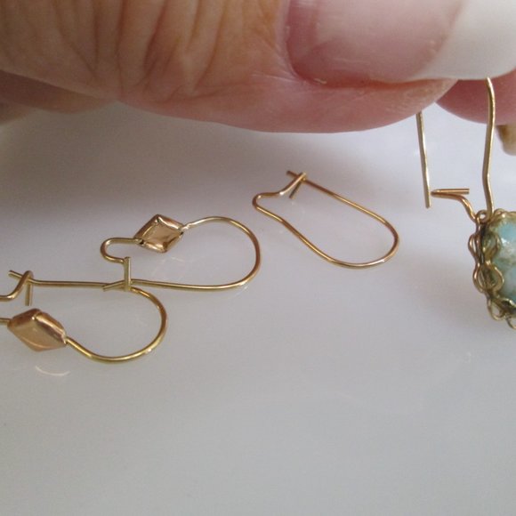 SOLID 14kt.Gold Ear Wires>14kt.Gold Kidney Shape Ear Wires,Decorative Ear wires - Picture 7 of 8